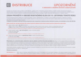 ČEZ Distribuce, a.s. - Upozornění k odstranění a okleštění stromoví