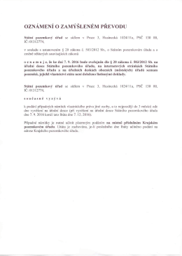 Page 1 OZNÁMENÍ O ZAMÝŠLENÉM PŘEVODU Státní pozemkový