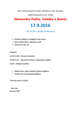 Memoriálu Paška, Vodáka a Bulína 17.9.2016