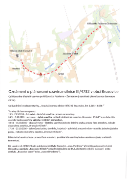 Oznámení o plánované uzavírce v obci Bruzovice