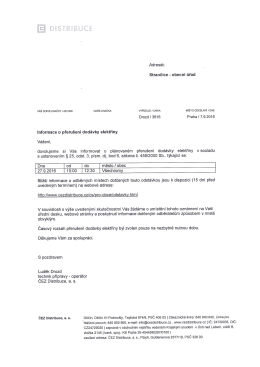 Informace o přeru&scaron;en&iacute; dod&aacute;vky elektřiny 27.9.2016