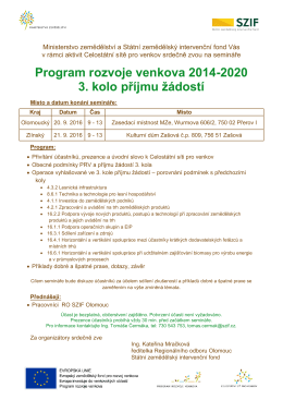 Program rozvoje venkova 2014-2020 3. kolo příjmu žádostí