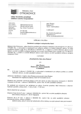 Veřejná vyhláška, oznámení o zahájení vodoprávního