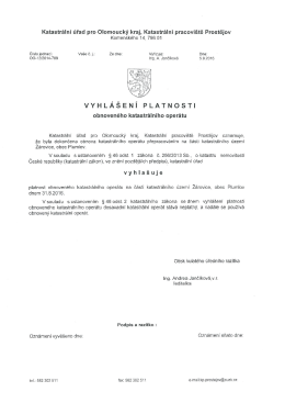 Vyhlášení platnosti obnoveného katastrálního operátu - k
