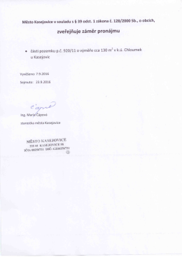 Záměr pronájmu pozemku p.č. 920/11 v k.ú. Chloumek