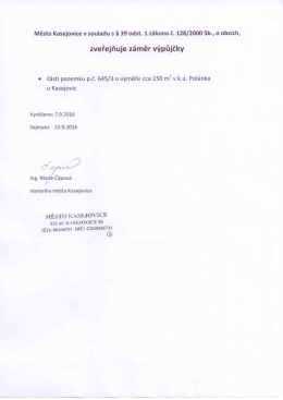 Záměr výpůjčky pozemku p.č. 645/3 v k.ú.Polánka