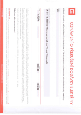 7.9.2016 - Informace o přeru&scaron;en&iacute; dod&aacute;vky elektřiny