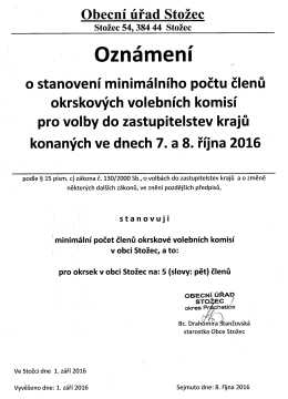 Volby 2016- stavovení počtu členů