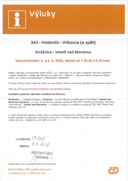 Výluka - Hodonín - Vrbovce /a zpět
