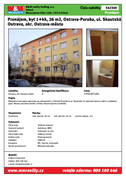 Pronájem, byt 1+kk, 26 m2, Ostrava
