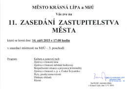 Page 1 MĚSTO KRÁSNÁ LÍPA a MěÚ Vás Zve na 11. ZASEDÁNÍ