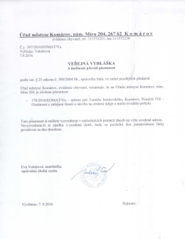 Page 1 Úřad městyse Komárov, nám. Míru 204, 267 62 K o m á r o v