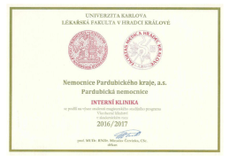 Certifik&aacute;t o pod&iacute;lu na magistersk&eacute;m studiu LF UK 2016/17