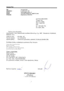 Objedn&aacute;vka č. 250/2016