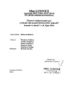 Page 1 Obec LYSOVICE LYşovice 68, 682 01 Vy&scaron;kov, tel. 517 358