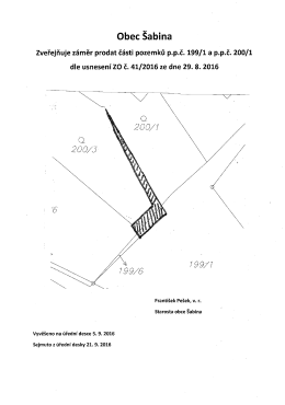 Zveřejnění záměru prodeje částí pozemků p.p.č. 199