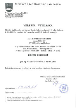 Veřejná vyhláška - Oznámení o uložení písemnosti