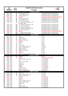 MASARYK RACING DAYS 2016 Timetable