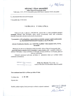 veřejná vyhláška, Konštantín Jakubec, Velké náměstí 115/1, Kroměříž
