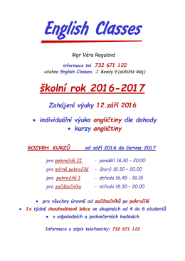 info-leták - English Classes