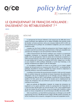 Le quinquennat de François Hollande - OFCE