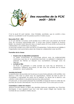 infos août 2016 - FCJC Fédération Cantonale Jurassienne Chasseurs