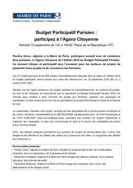 Budget Participatif Parisien : participez à l`Agora