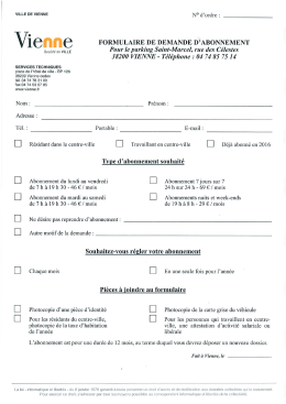 Formulaire abonnement parking Saint Marcel 2016