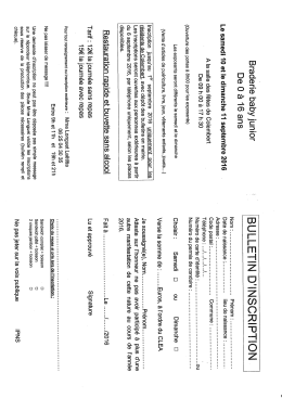 braderie baby junior 10 et 11 septembre