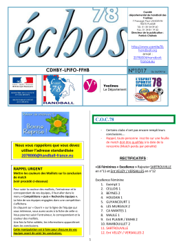 Echos 1017 du 06.09.16 - Comité départemental de handball des