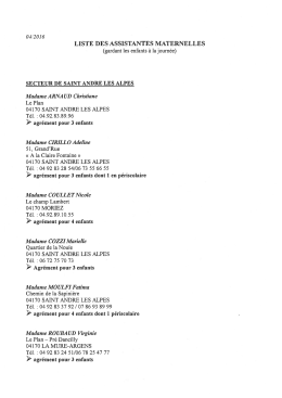 Liste des assistantes maternelles