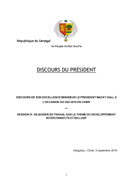 discours du président - Présidence de la République du Sénégal