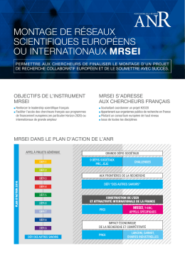Plaquette de présentation MRSEI - Agence Nationale de la Recherche