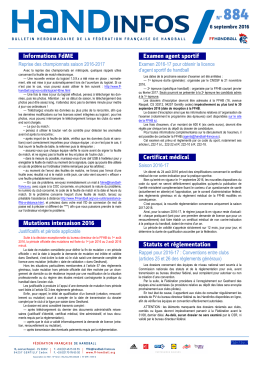 Informations FdME x Mutations intersaison 2016xx Examen agent