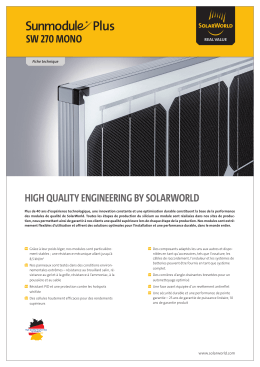 HigH Quality EnginEEring by SolarWorld SW 270 Mono