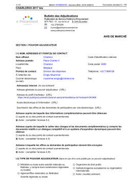 CHARLEROI 2017 bis Bulletin des Adjudications AVIS DE MARCHÉ