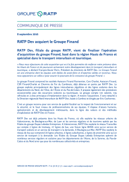COMMUNIQUE DE PRESSE RATP Dev acquiert le Groupe Finand