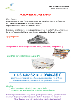 + de papier = + d`argent - Ecole Privée Raoul Follereau