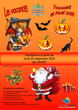 Brochure Toussaint et Noël - Centre de loisirs de la Bergue