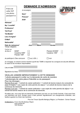 Formulaire admission - Tireurs Sportifs Martigny