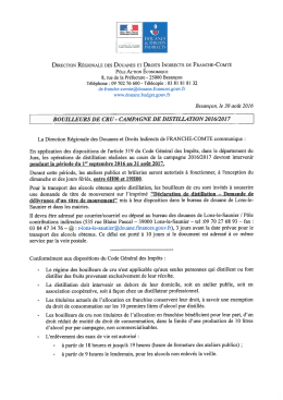 Campagne distillation 2016-2017