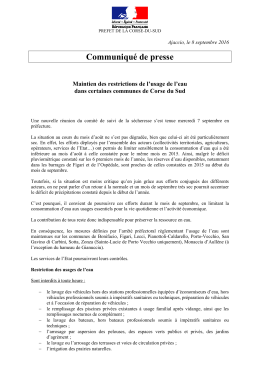 Communiqué de presse - L`Internet des services de l`Etat en Corse