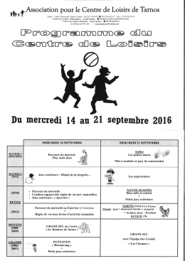 Programme - Association Centre de Loisirs