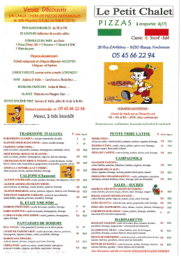 MENU LE PETIT CHALET - Blanzac