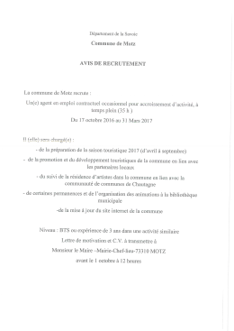 Page 1 Département de la Savoie Commune de Motz AVIS DE