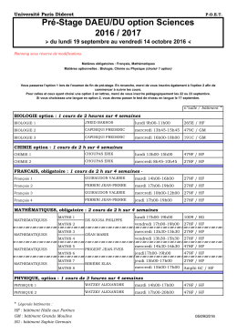 Pré-Stage DAEU/DU option Sciences 2016 / 2017