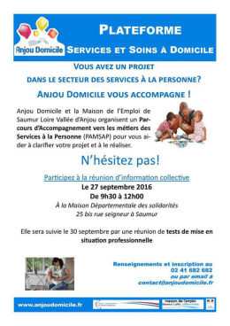 Page 1 PLATEFORME Rnjou Domicile SERVICES ET SOINS &Agrave;