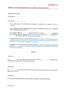 Modèle d`arrêté municipal de mise en demeure du propriétaire