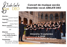 Concert de musique sacrée Ensemble vocal JUBILATE DEO Direction