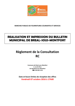 Règlement de consultation - La salle des marchés MEGALIS